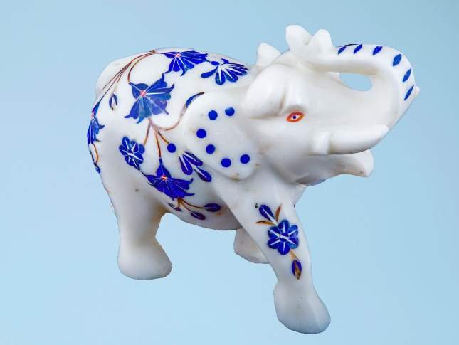 white-marble-blue-colour-designed-marble-elephant